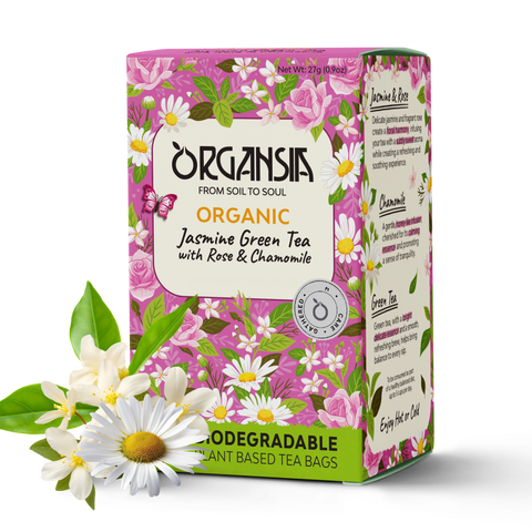 Organic Jasmine Rose Green Tea with Chamomile - 18 Tea Bags