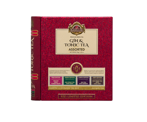 Gin & Tonic Tea Assorted - Red Limited Edition - 32 Enveloped Tea Bags - 4 Flavours